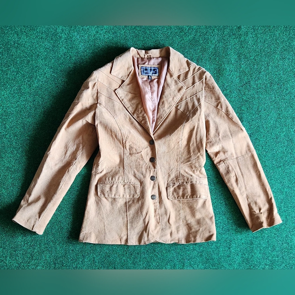 Marcelle Renee Caramel Leather Jacket Women Size Small